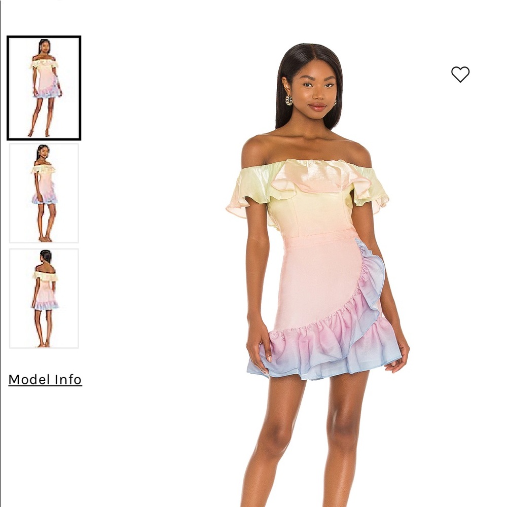 Yumi Kim Womens Pink Ombre Rainbow Ruffle Off Shoulder Sante Fe Dress Size Small